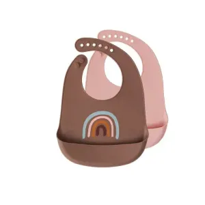 Set of 2 Rainbow Silicone Bibs
