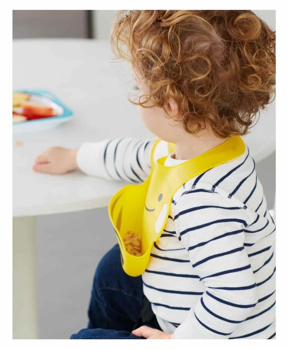 Skip Hop Zoo Fold & Go Silicone Bib Bee - Feeding Accessory For Ages 1-3 Years