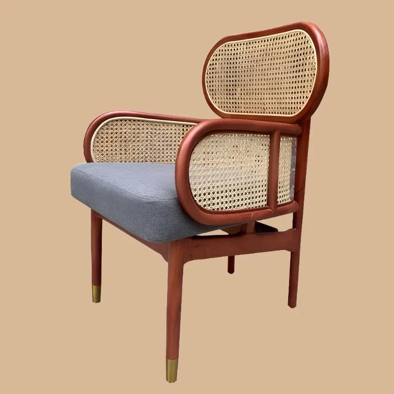 Solid Wood Soft Back Rattan Single Dining Chairs