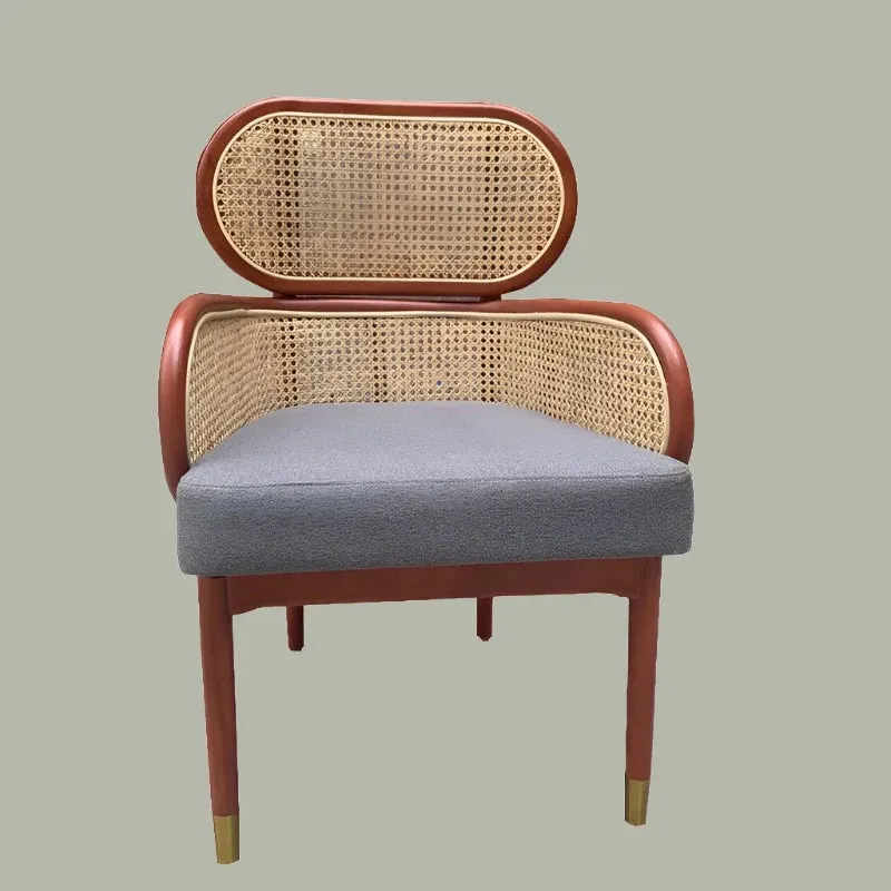 Solid Wood Soft Back Rattan Single Dining Chairs