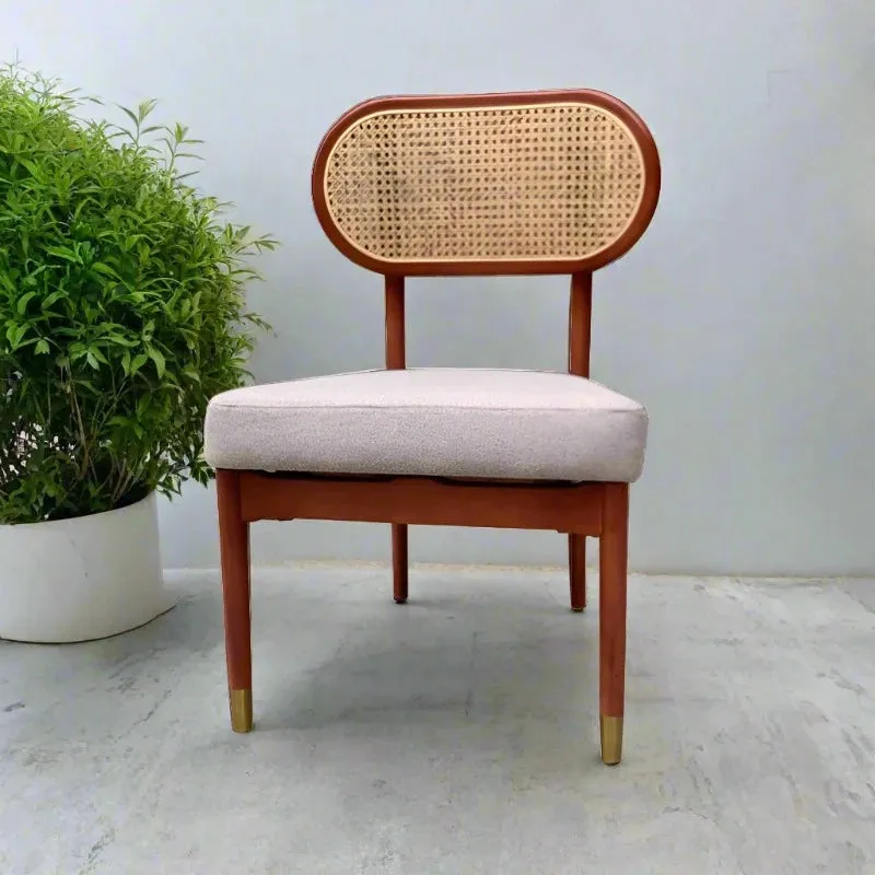 Solid Wood Soft Back Rattan Single Dining Chairs