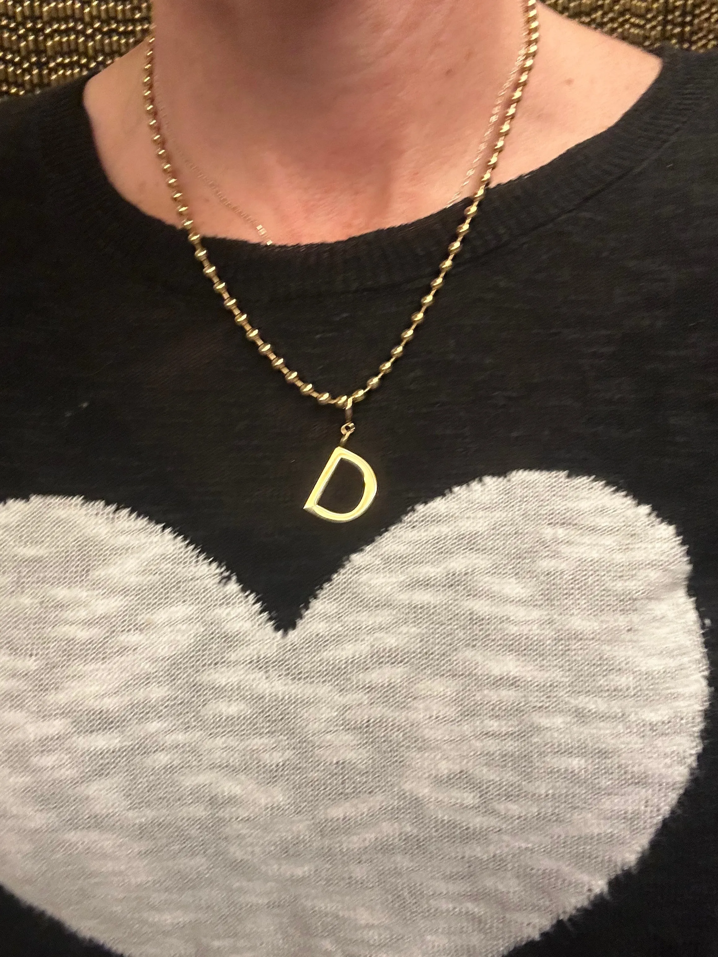 Stainless Steel Beaded Initial Necklace