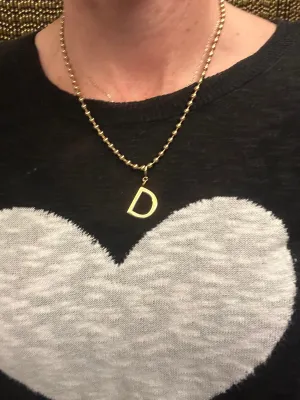 Stainless Steel Beaded Initial Necklace