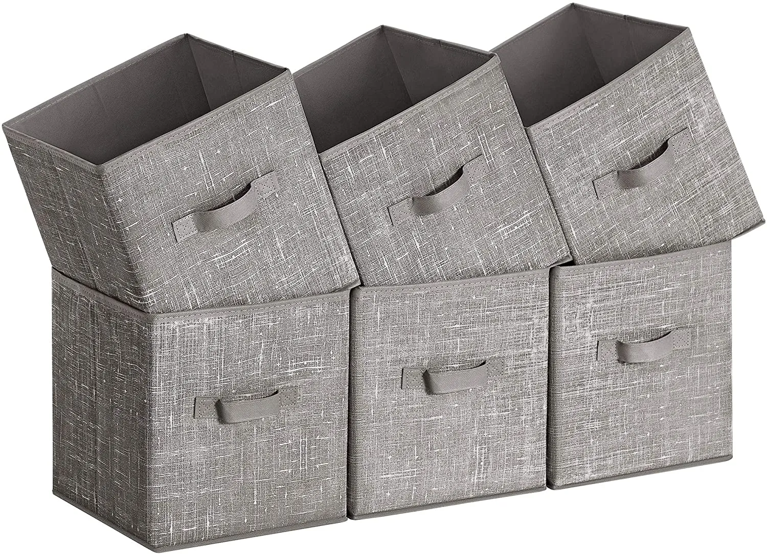 Storage Boxes, Set of 6, Non-Woven Fabric Foldable Storage Cubes, Toy Clothes Organizer Bins, Taupe