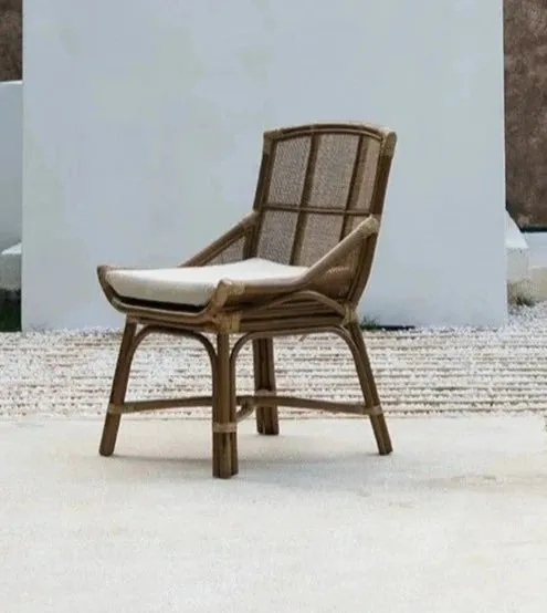 Sturdy Metal Wood Rattan Dining Chairs