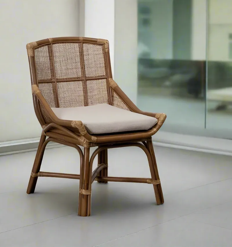Sturdy Metal Wood Rattan Dining Chairs
