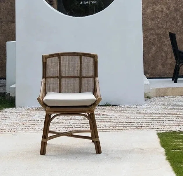 Sturdy Metal Wood Rattan Dining Chairs