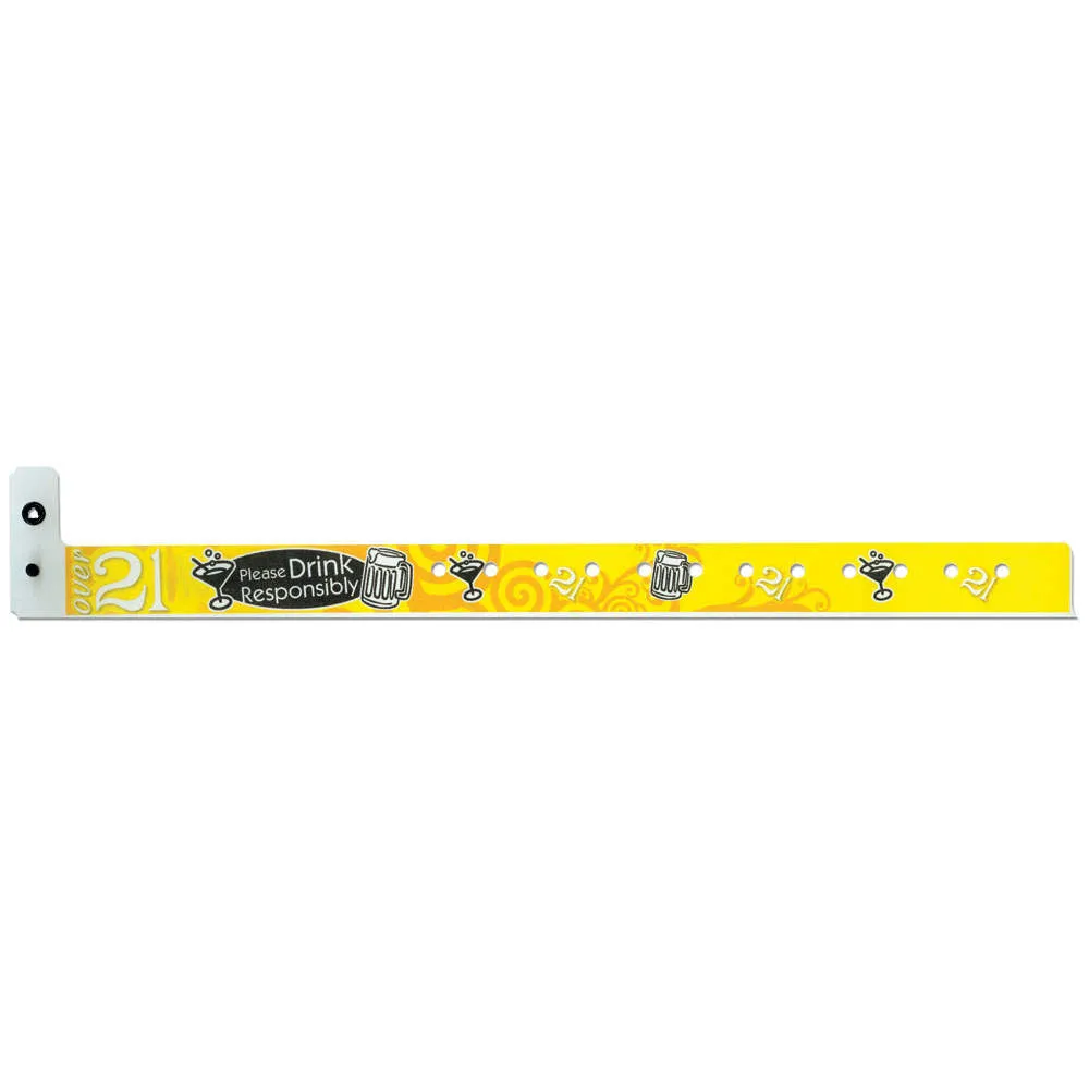 Superband® Expressions Plastic Wristbands 3/4" Over 21 Design 4029 (500/Box)