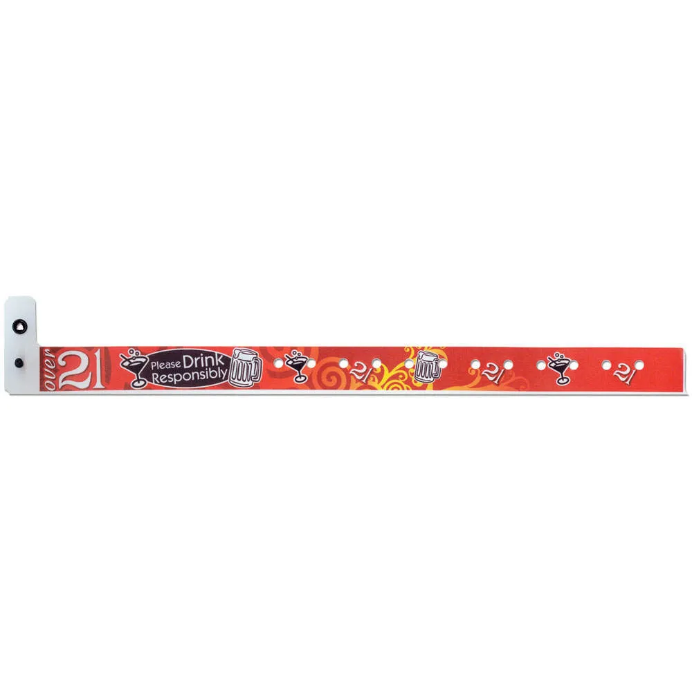 Superband® Expressions Plastic Wristbands 3/4" Over 21 Design 4029 (500/Box)