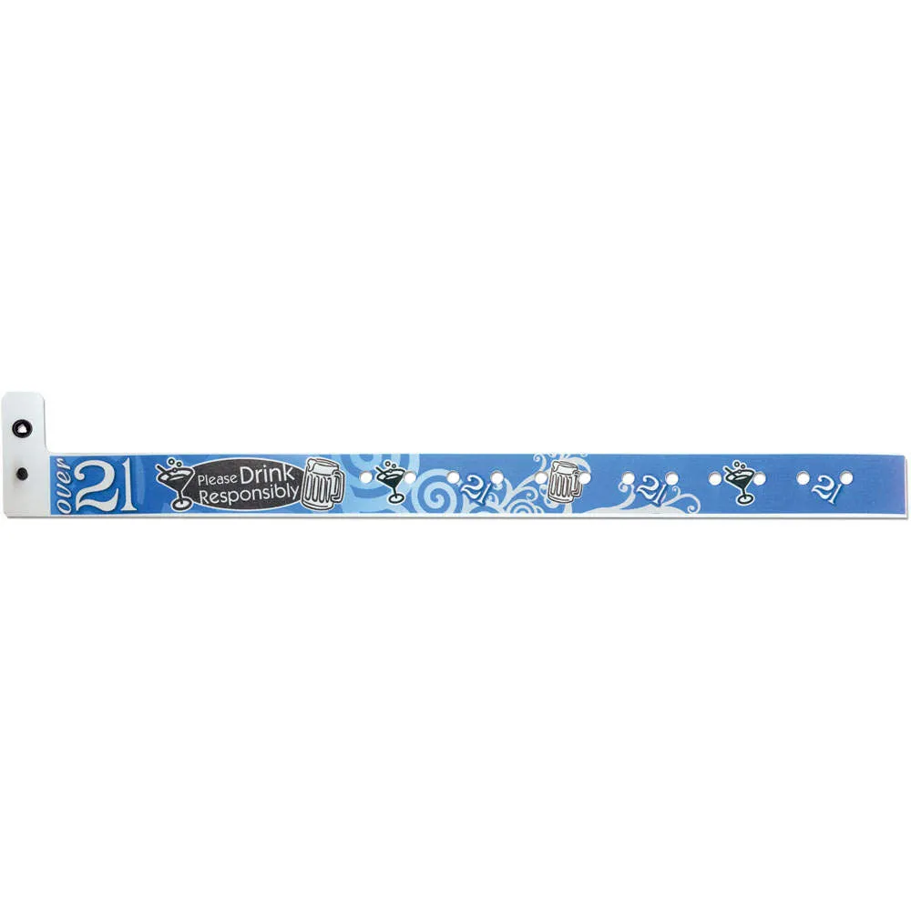 Superband® Expressions Plastic Wristbands 3/4" Over 21 Design 4029 (500/Box)