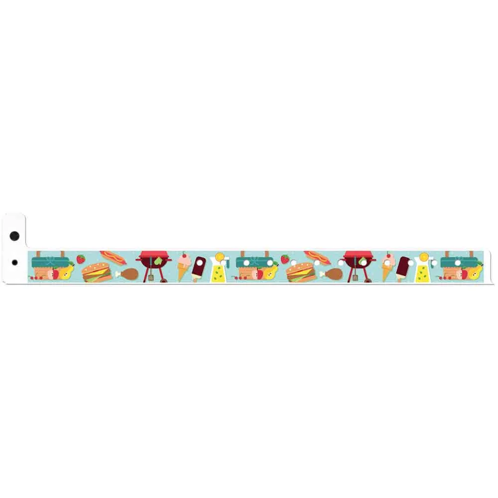 SuperBand® Expressions Plastic Wristbands 3/4" Picnic Design 4076 - Light Blue (500/Box)