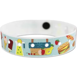 SuperBand® Expressions Plastic Wristbands 3/4" Picnic Design 4076 - Light Blue (500/Box)