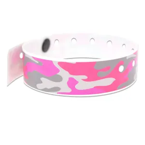 SuperBand® Expressions Plastic Wristbands 3/4" Pink Camo Design 4081 (500/Box)