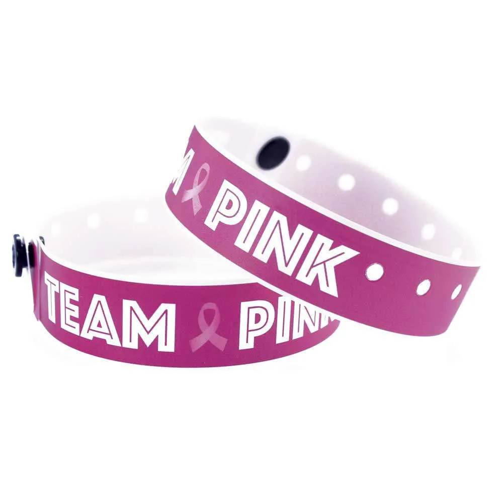 SuperBand® Expressions Plastic Wristbands 3/4" Team Pink Design 4063 - Day Glow  Pink (500/Box)