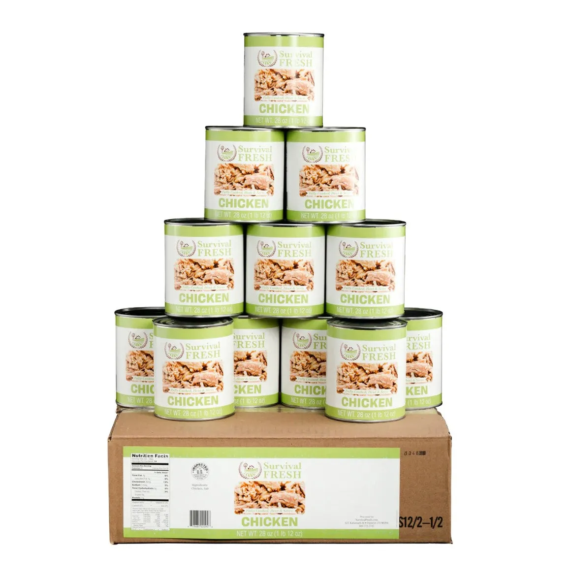 Survival Fresh Meats - Chicken Canned Meat 28 oz Cans - Case of 12