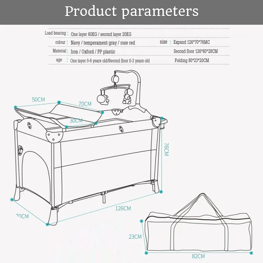 Teknum 4 in 1 Baby Bedside Co-Sleeper Bassinet/Crib and Playpen wt Rocker (Black)