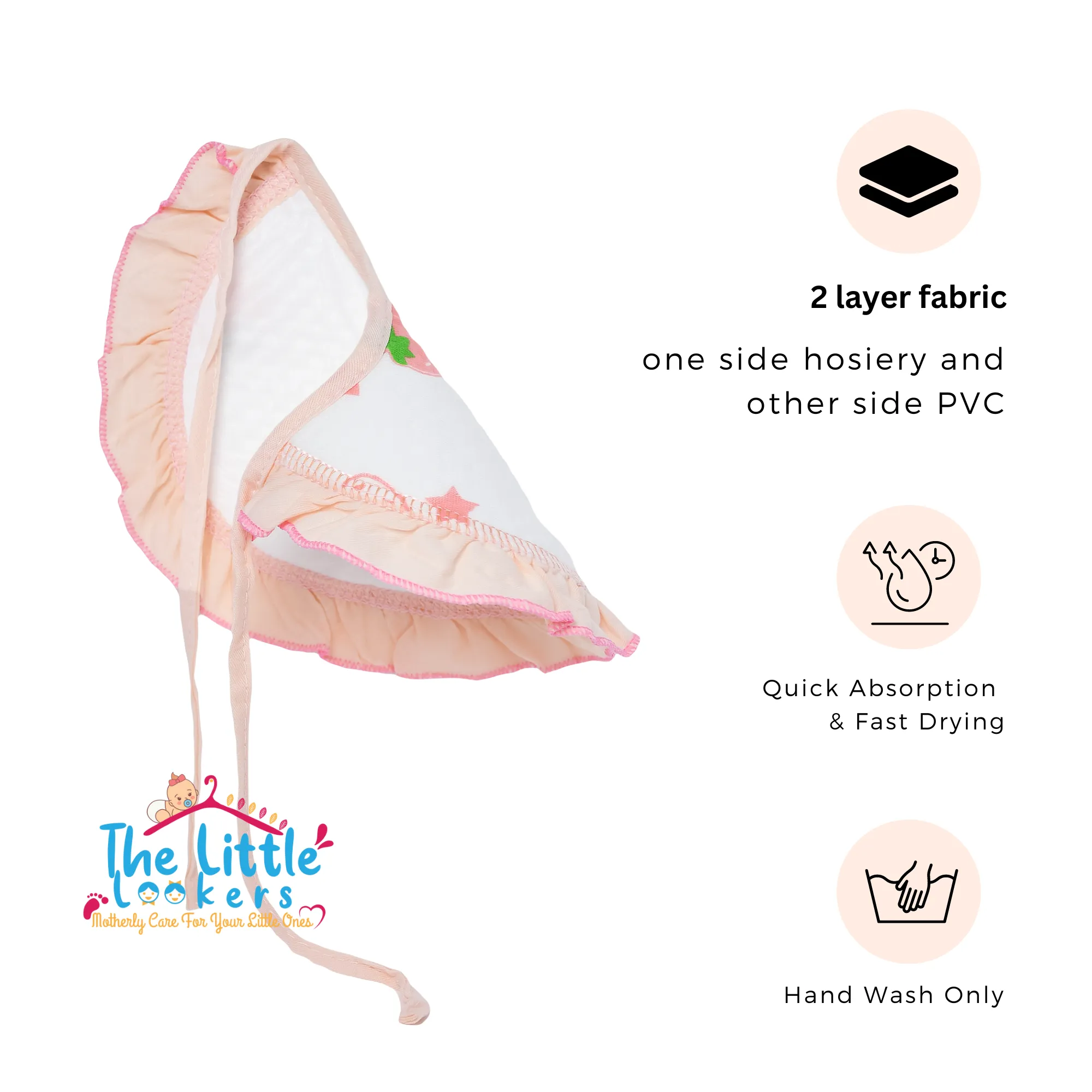 THE LITTLE LOOKERS� Cotton Baby Bibs with tying robes for Bottle Feeding & Breast Feeding | Soft Cotton Fabric with PVC on Back|Double Layered Skins for Quick Absorption & Fast Drying