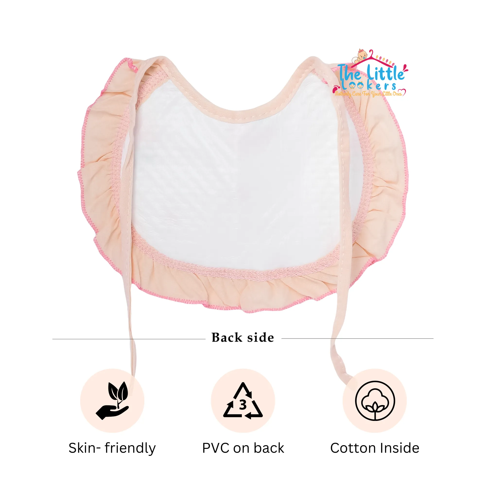 THE LITTLE LOOKERS� Cotton Baby Bibs with tying robes for Bottle Feeding & Breast Feeding | Soft Cotton Fabric with PVC on Back|Double Layered Skins for Quick Absorption & Fast Drying