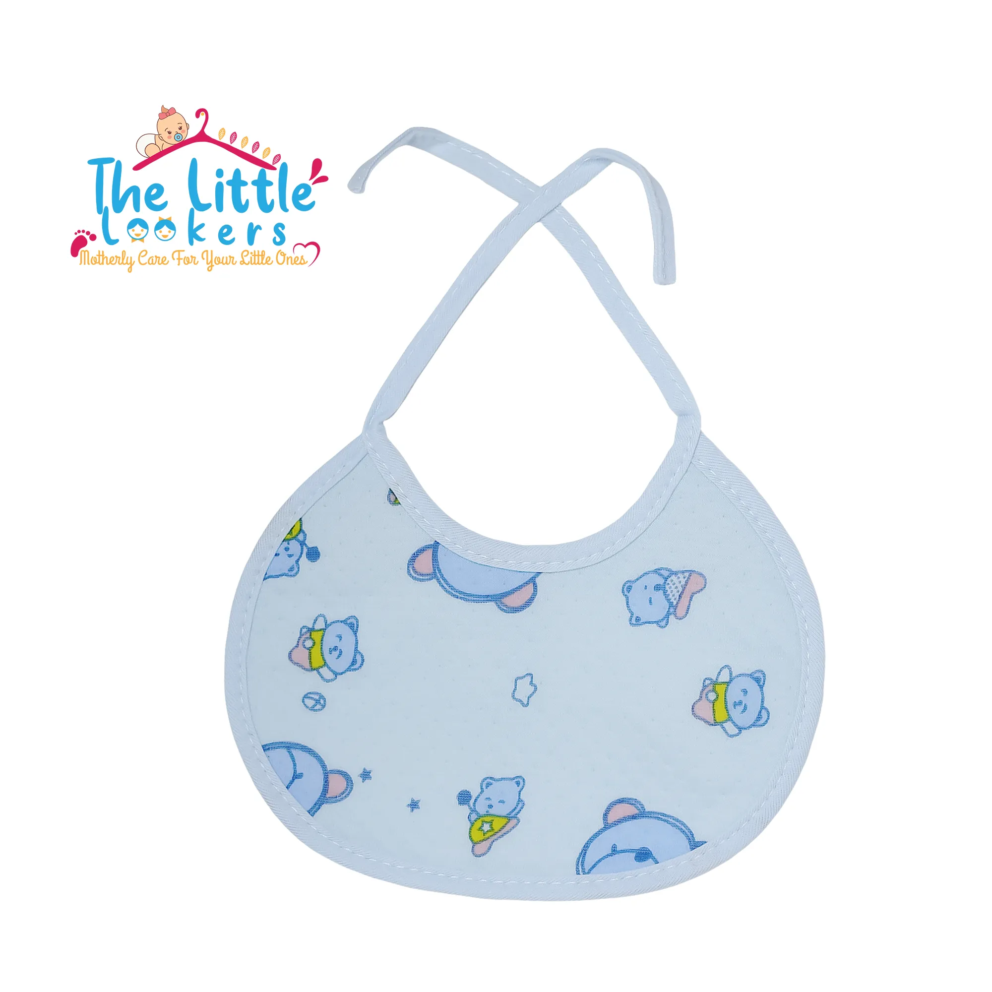 THE LITTLE LOOKERS Cotton Baby Bibs/Apron with Tie Knot Closure| With PVC on Back for Quick Absorption & Fast Drying Bibs for Babies/Newborn (0-12 Months) (Pack of 8)