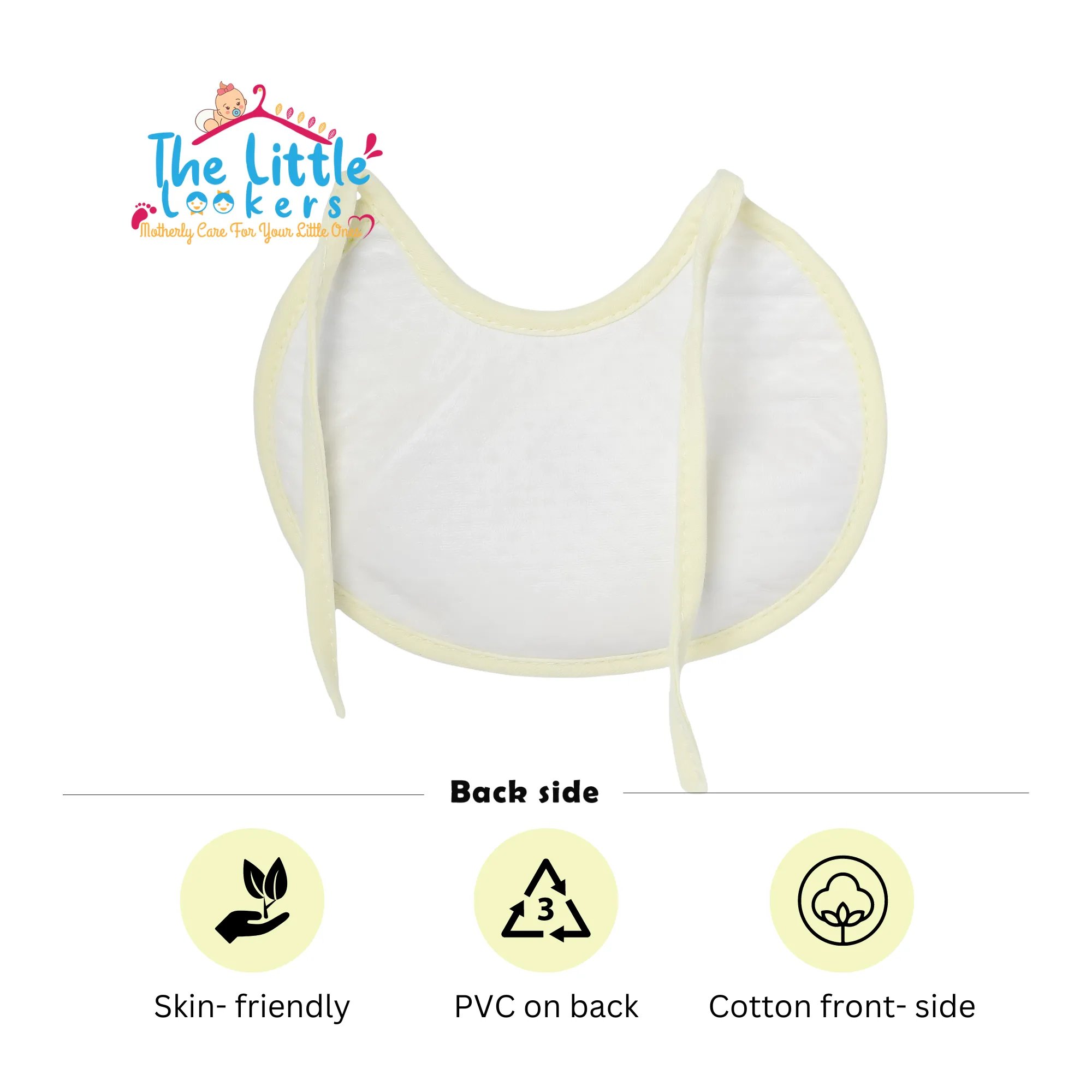 THE LITTLE LOOKERS Cotton Baby Bibs/Apron with Tie Knot Closure| With PVC on Back for Quick Absorption & Fast Drying Bibs for Babies/Newborn (0-12 Months) (Pack of 8)