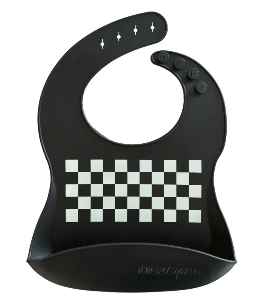 The Silicone Bib - Black Checkers