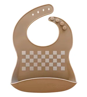 The Silicone Bib - Tan Checkers