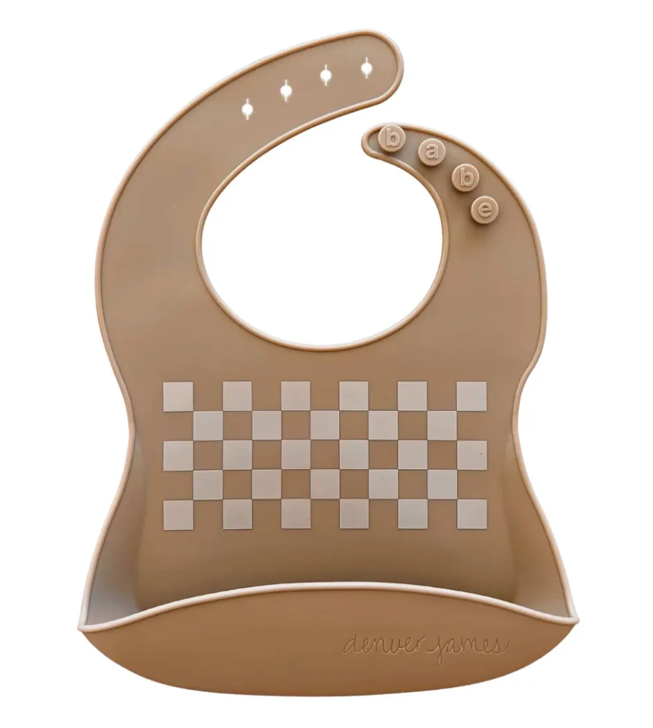 The Silicone Bib - Tan Checkers