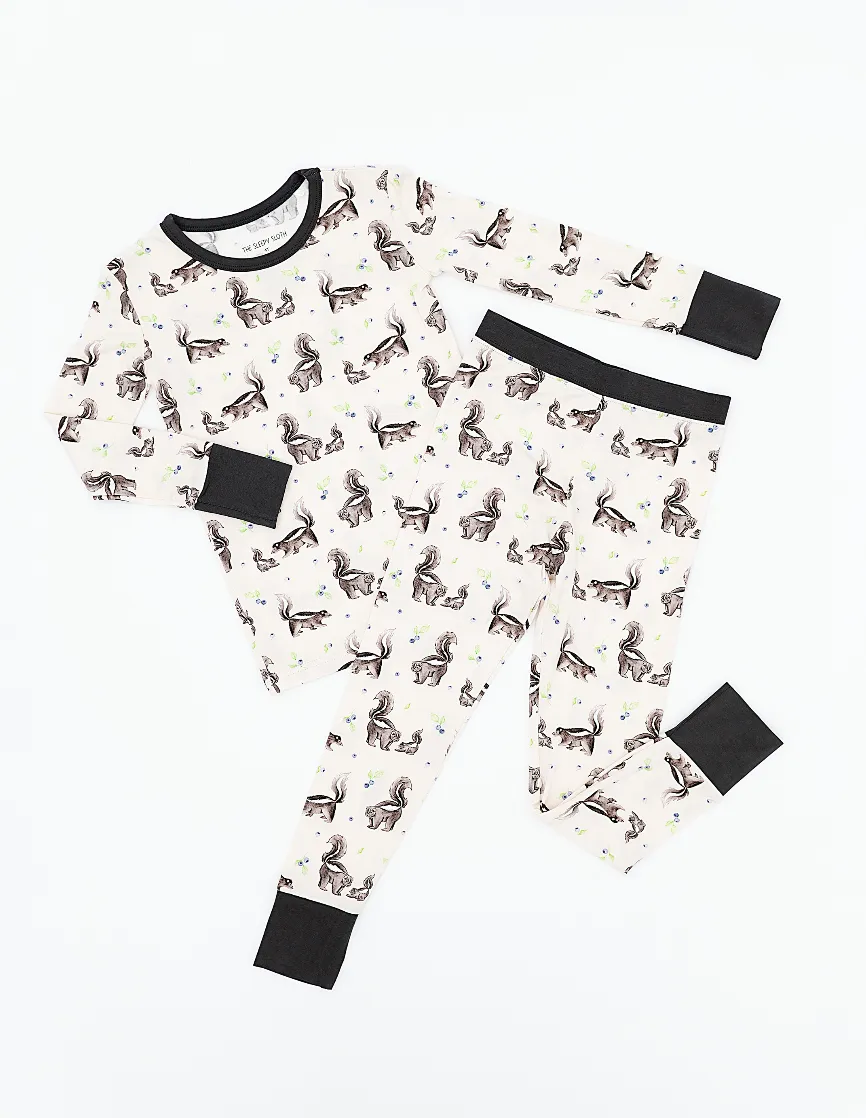 The Sleepy Sloth Berry Stinky Skunk Print Two Piece Jammies Pajamas