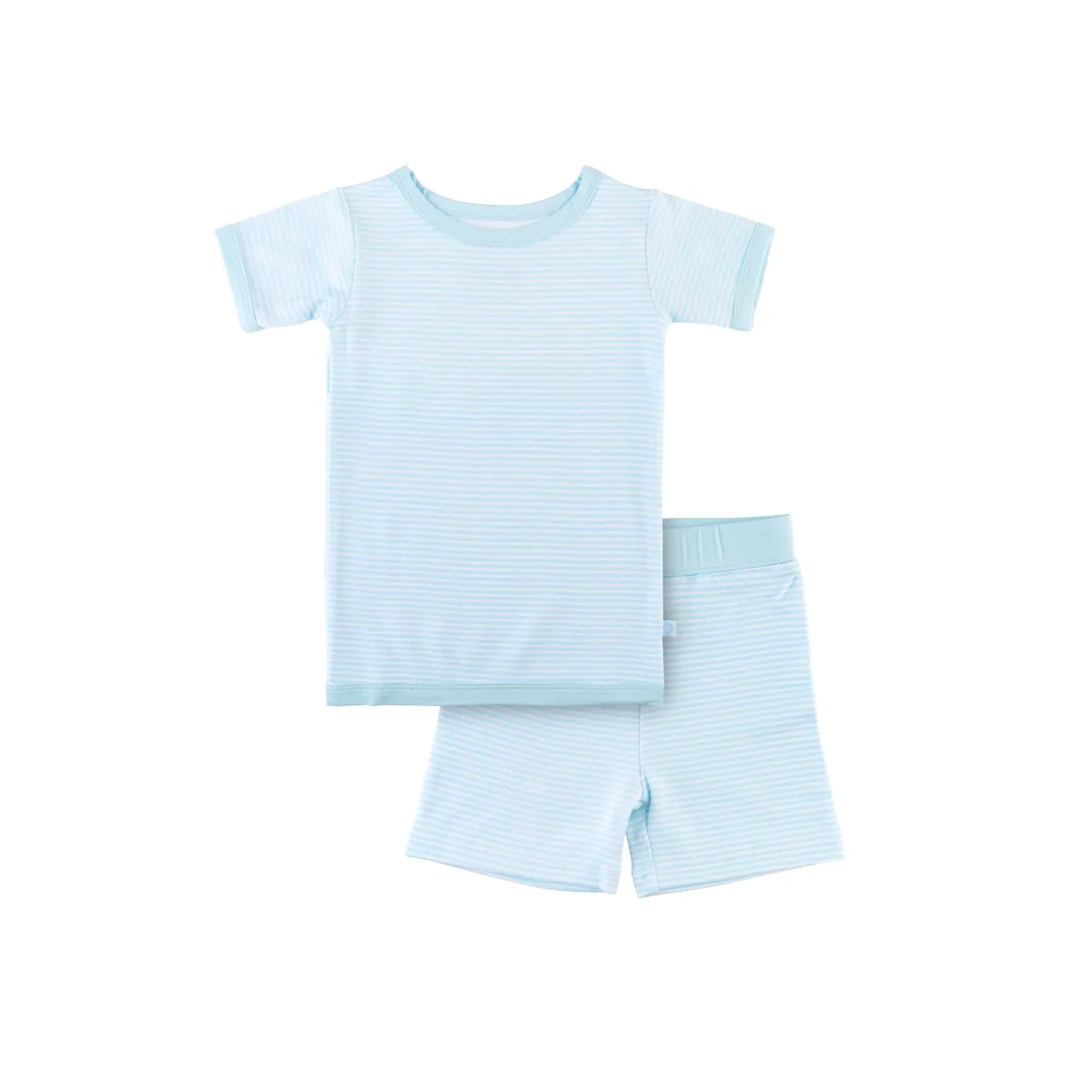 Toddler Short-Sleeve Bamboo Pajamas - Delicate Blue Stripe