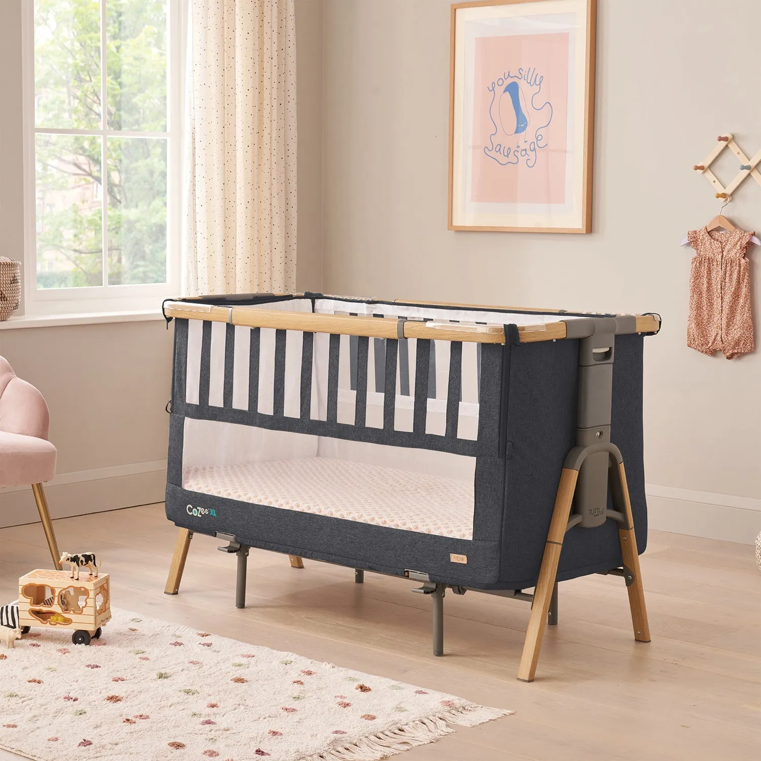 Tutti Bambini CoZee XL Bedside Cot & Crib  (1 year warranty)