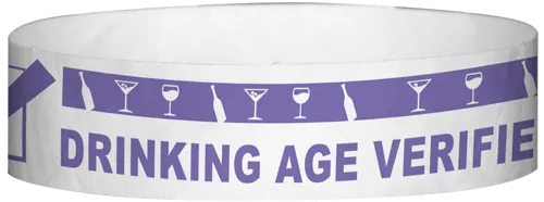 Tyvek® 3/4" x 10" DAV Drinking Age Verfication pattern wristbands