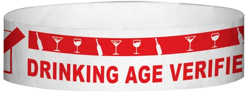 Tyvek® 3/4" x 10" DAV Drinking Age Verfication pattern wristbands