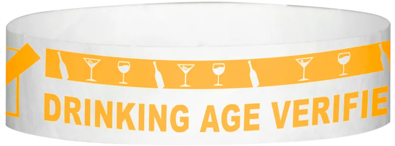 Tyvek® 3/4" x 10" DAV Drinking Age Verfication pattern wristbands