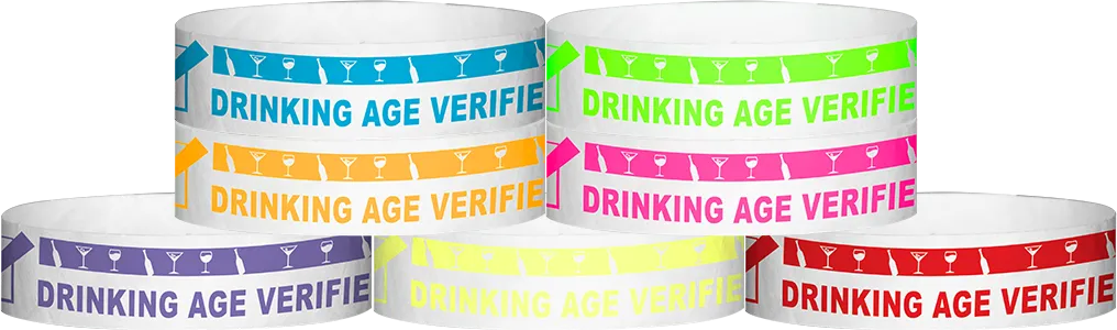 Tyvek® 3/4" x 10" DAV Drinking Age Verfication pattern wristbands