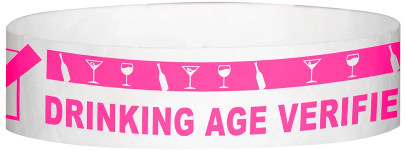 Tyvek® 3/4" x 10" DAV Drinking Age Verfication pattern wristbands