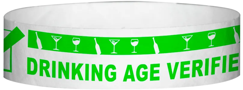Tyvek® 3/4" x 10" DAV Drinking Age Verfication pattern wristbands