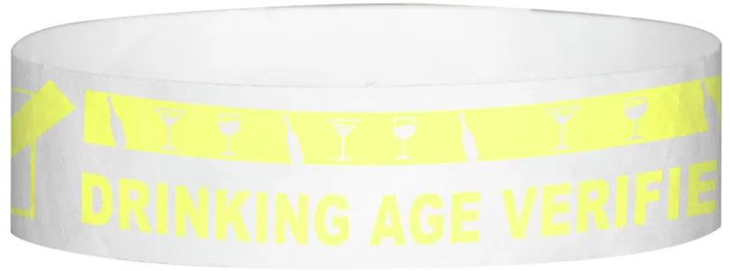 Tyvek® 3/4" x 10" DAV Drinking Age Verfication pattern wristbands