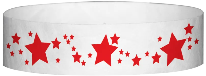Tyvek® 3/4" x 10" Stars pattern wristbands