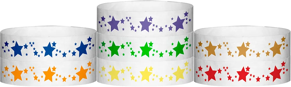 Tyvek® 3/4" x 10" Stars pattern wristbands