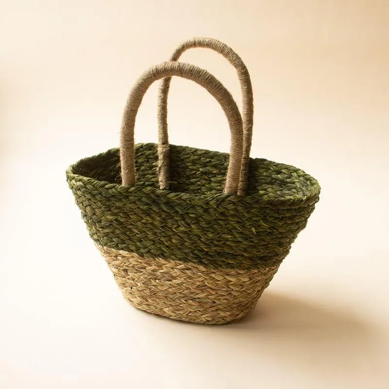 Welo Natural Fiber Basket - Green