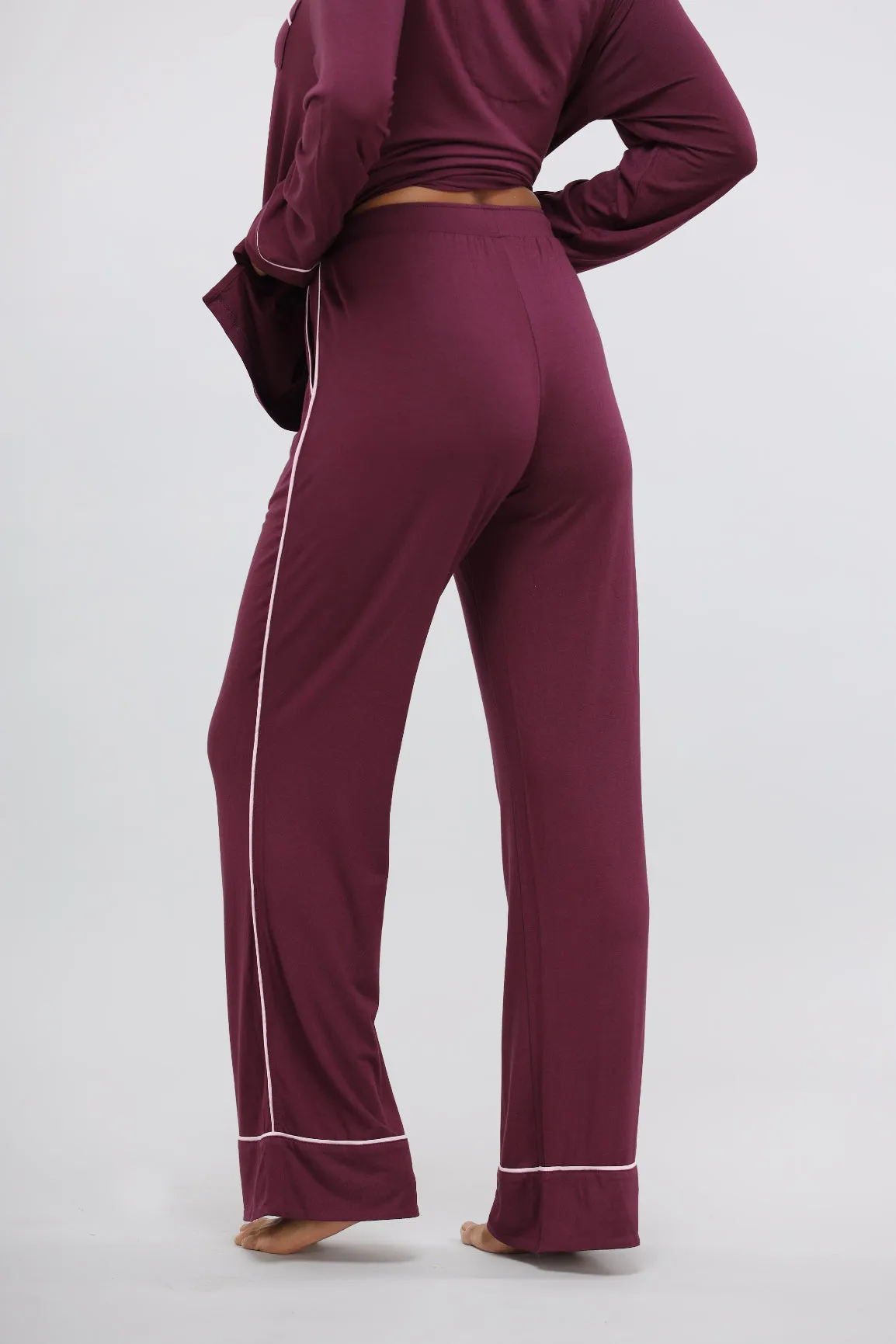 Wine Modal Piping Pajamas