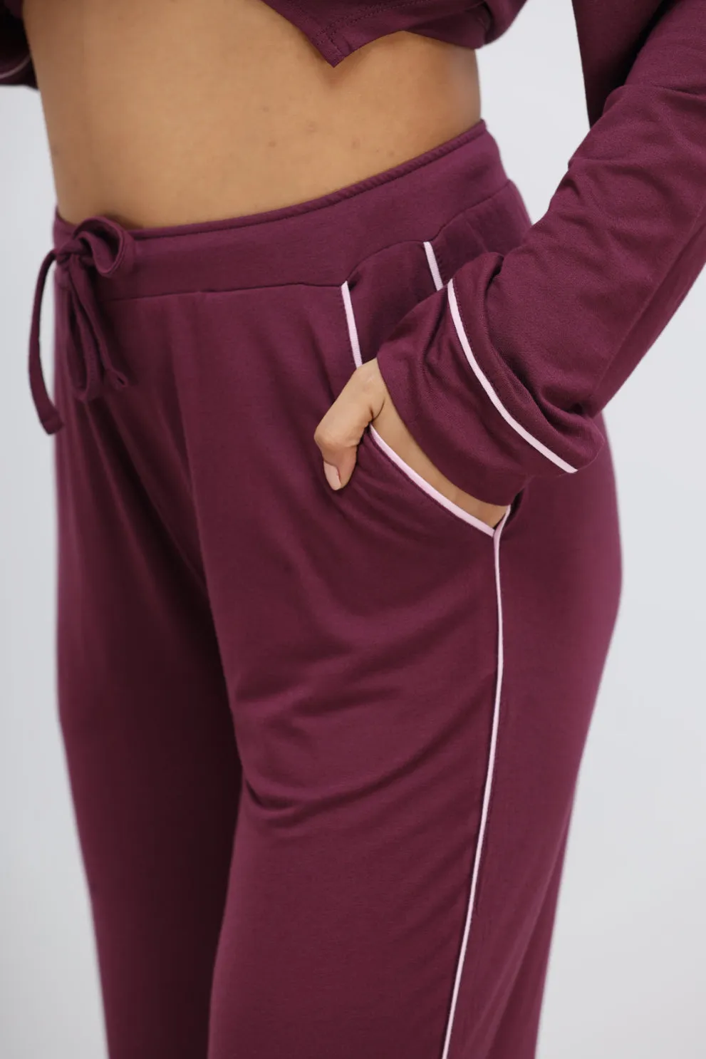Wine Modal Piping Pajamas