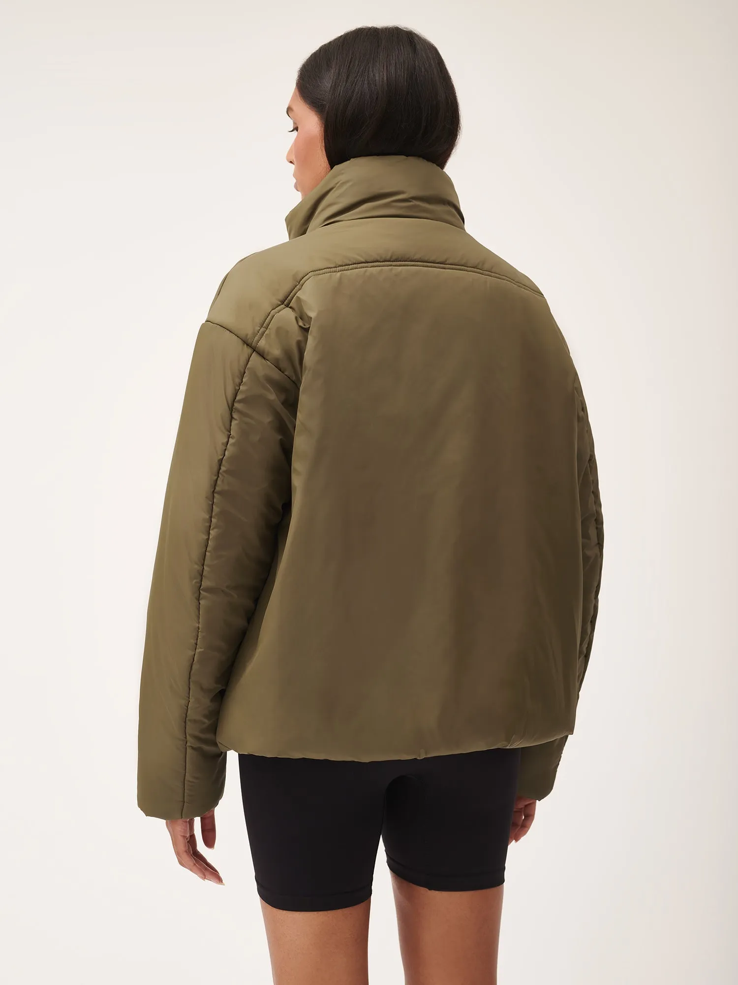 Womens Flower-Warmth Puffer Jacket—Soil Brown