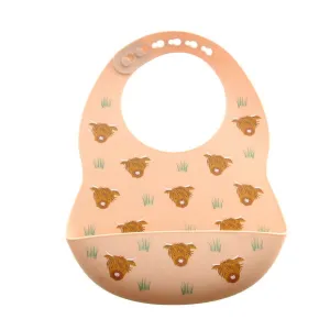 Ziggle Baby Highland Cow Catch It Silicone Bib